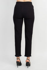 Alberto Makali Mid Waist Pull-On Size Zip Faux Pockets Shark Bite Hem Pant by Curated Brands