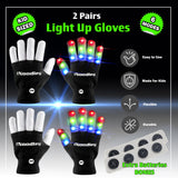 2 Pairs LED Gloves Light up Toys for Boys & Girls Cool Gifts for Kids & Teens - Extra Batteries by The Noodley - Vysn