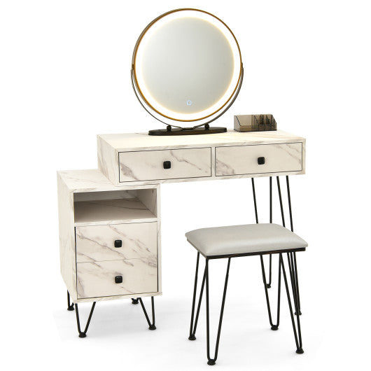 Modern Dressing Table with Storage Cabinet-White