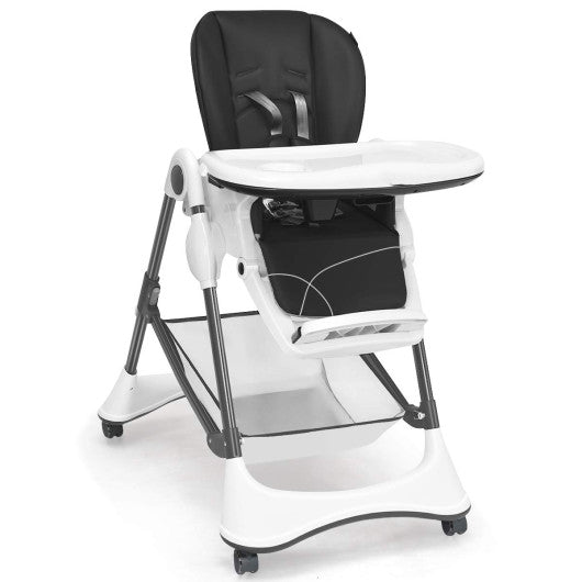 A-Shaped High Chair with 4 Lockable Wheels-Gray