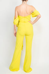 Jovani off the shoulder scuba crepe prom jumpsuit by Curated Brands