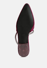 turnon velvet diamante detail flat mules by London Rag