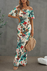 Floral Layered Off-Shoulder Maxi Dress by Faz