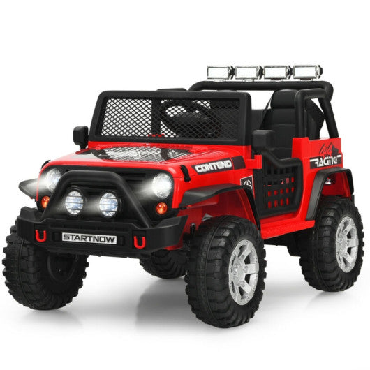 12V Kids Remote Control Electric Ride On Truck Car with Lights and Music -Red