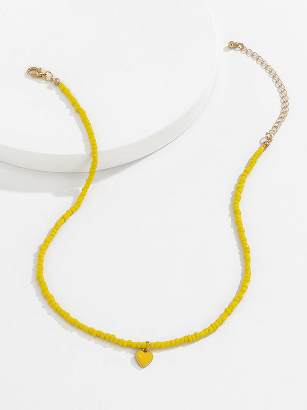 Original Solid Color Beads Necklace by migunica