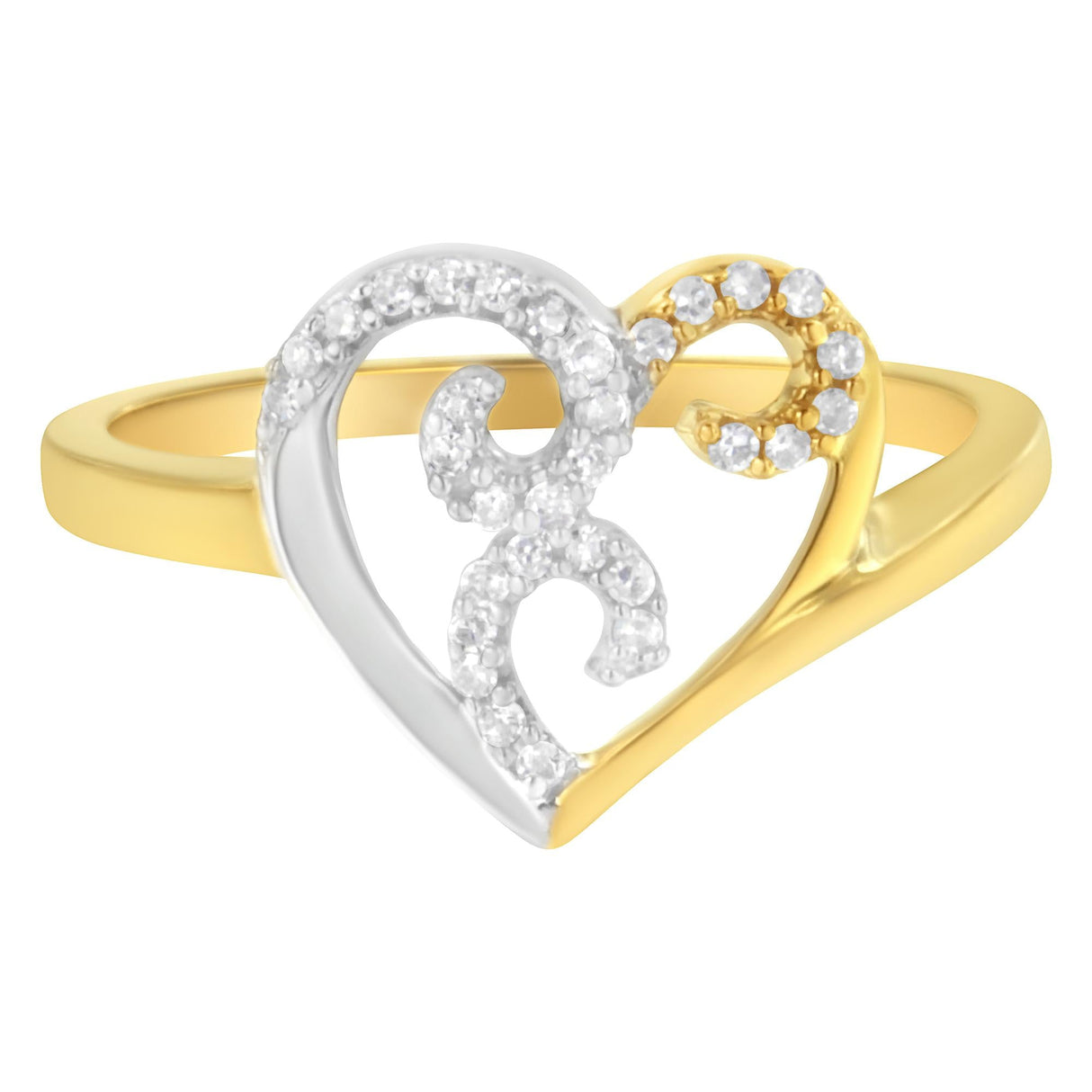 10K Two-Toned Gold Diamond Heart Shape Cluster Ring (1/6 Cttw, H-I Color, I1-I2 Clarity) by Haus of Brilliance