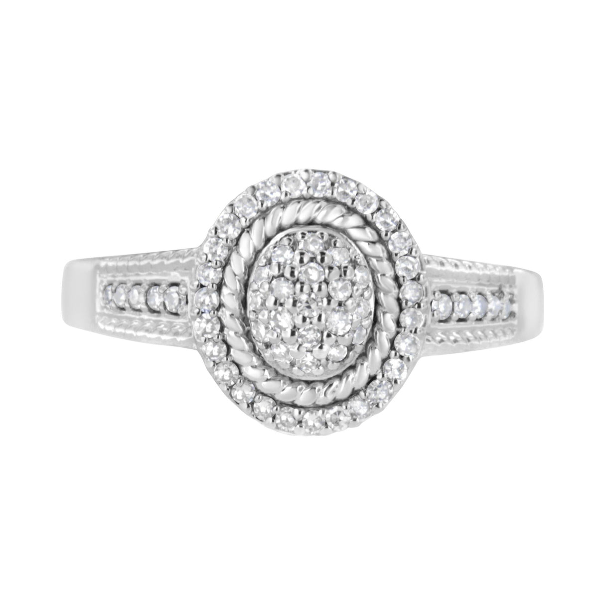 .925 Sterling Silver 1/3 Cttw Pave Set Round-Cut Diamond Braided Halo Cocktail Ring (I-J Color, I2-I3 Clarity) by Infinite Jewels