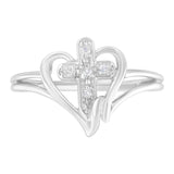 10K White Gold Diamond-Accented Cross & Open Heart Promise Fashion Ring (H-I Color, I1-I2 Clarity) by Haus of Brilliance