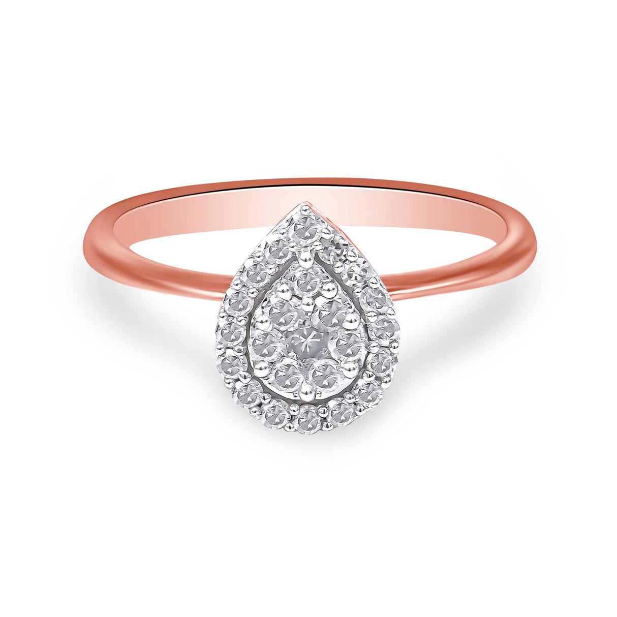 10K Rose Gold 3/8 Cttw Round-Cut Diamond Pear Promise Ring (I-J Color, I2-I3 Clarity) by Haus of Brilliance