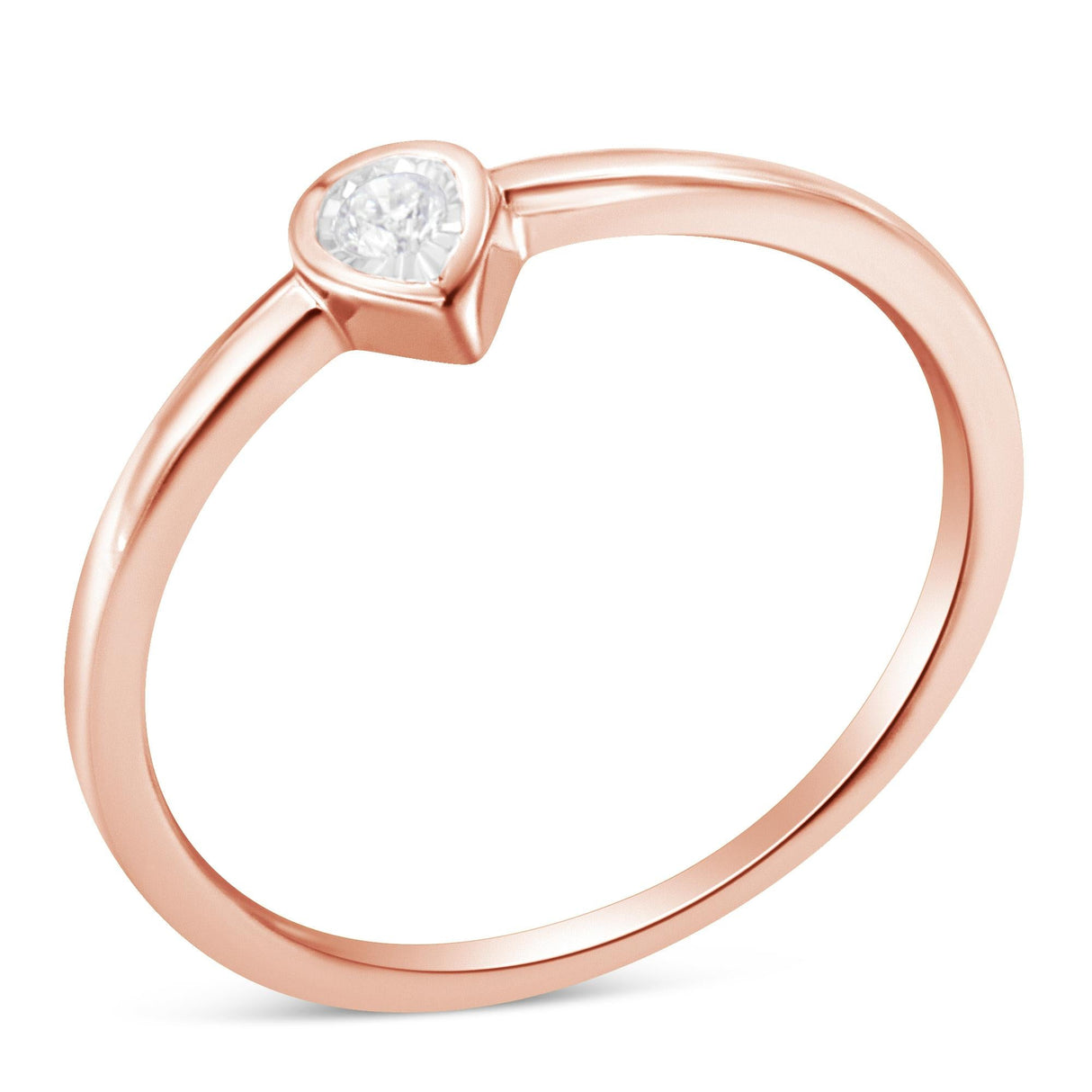 14K Rose Gold Plated .925 Sterling Silver 1/20 Carat Diamond Teardrop Pear-Shaped Miracle Set Petite Fashion Ring (J-K Color, I1-I2 Clarity) by Haus of Brilliance