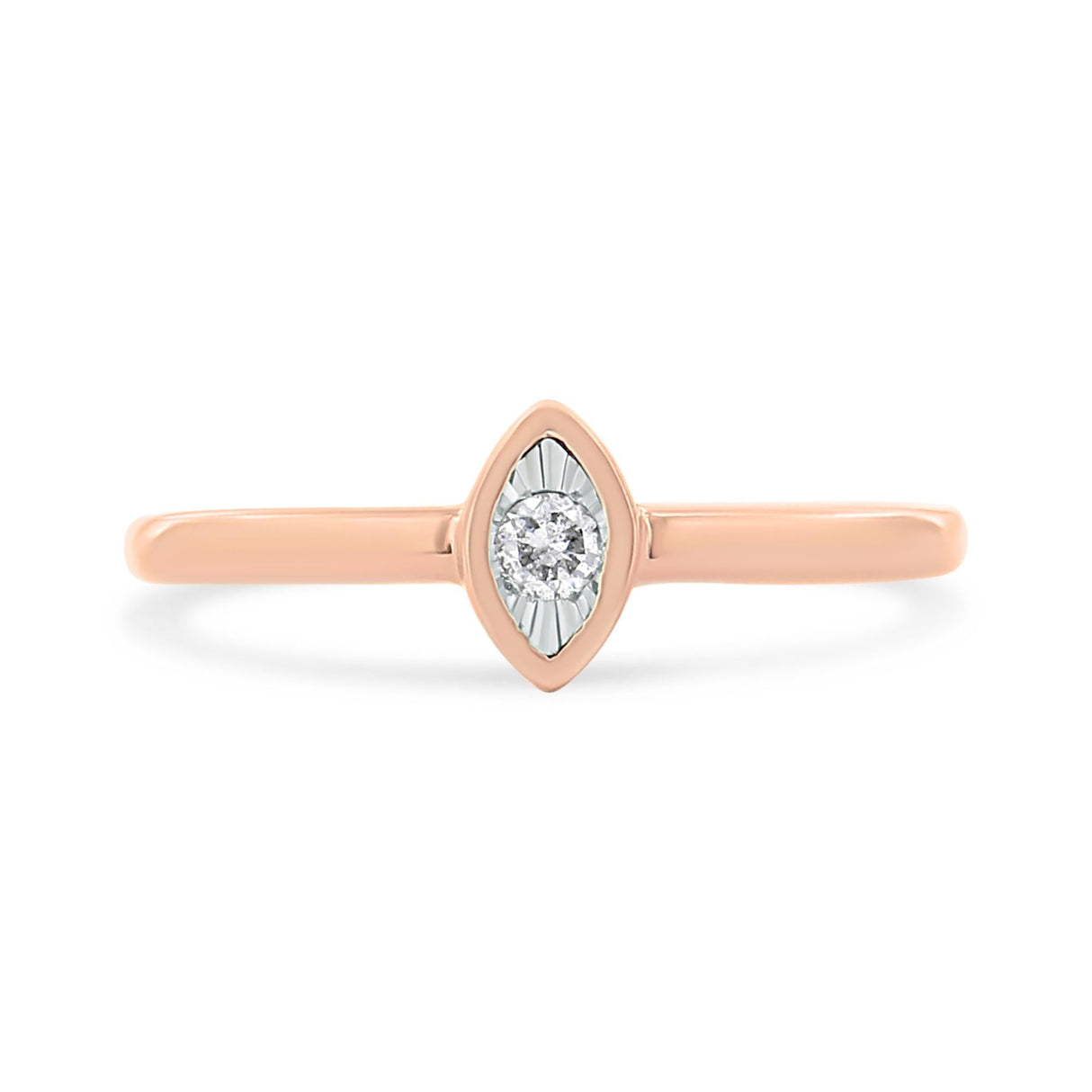 14K Rose Gold Plated .925 Sterling Silver Miracle Set Diamond Accent Pear Shape Promise Ring (J-K Color, I1-I2 Clarity) by Haus of Brilliance