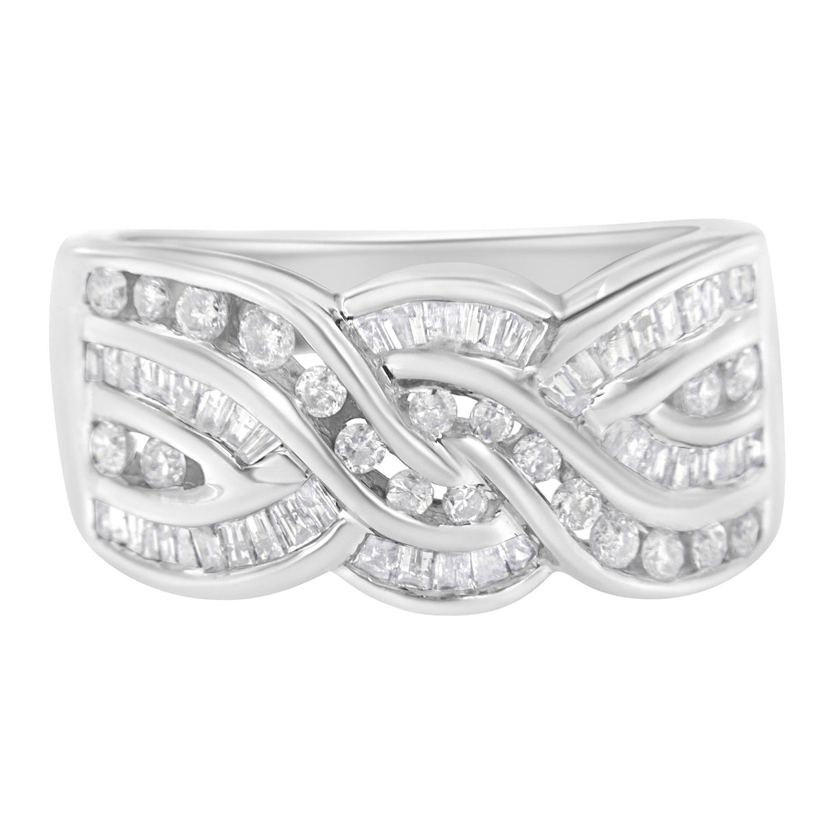 10K White Gold Diamond Bypass Ring (1 Cttw, H-I Color, I1-I2 Clarity) by Haus of Brilliance