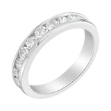 IGI Certified 1.0 Cttw Diamond 18K White Gold Channel-Set Half-Eternity Band Wedding Ring (E-F Color, I1-I2 Clarity) by Haus of Brilliance