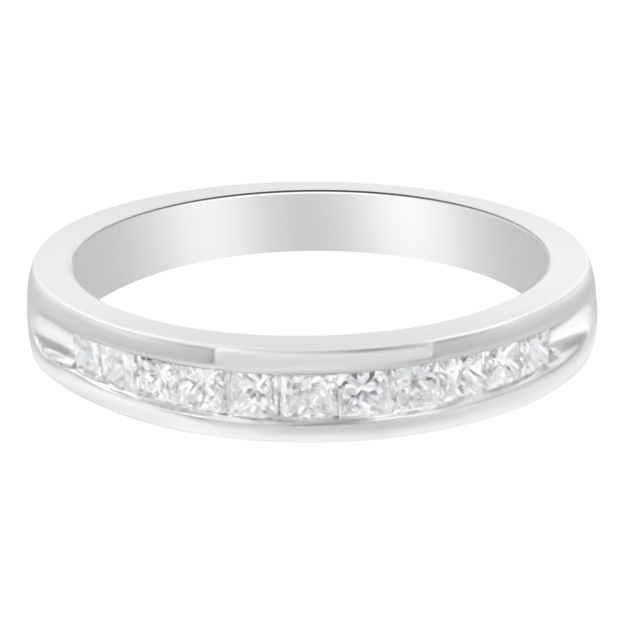 IGI Certified 1/2 Cttw Princess Cut Diamond 18K White Gold Channel Set Half Eternity Style Wedding Band Ring (H-I Color, SI2-I1 Clarity) by Haus of Brilliance