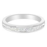 IGI Certified 1/2 Cttw Princess Cut Diamond 18K White Gold Channel Set Half Eternity Style Wedding Band Ring (H-I Color, SI2-I1 Clarity) by Haus of Brilliance