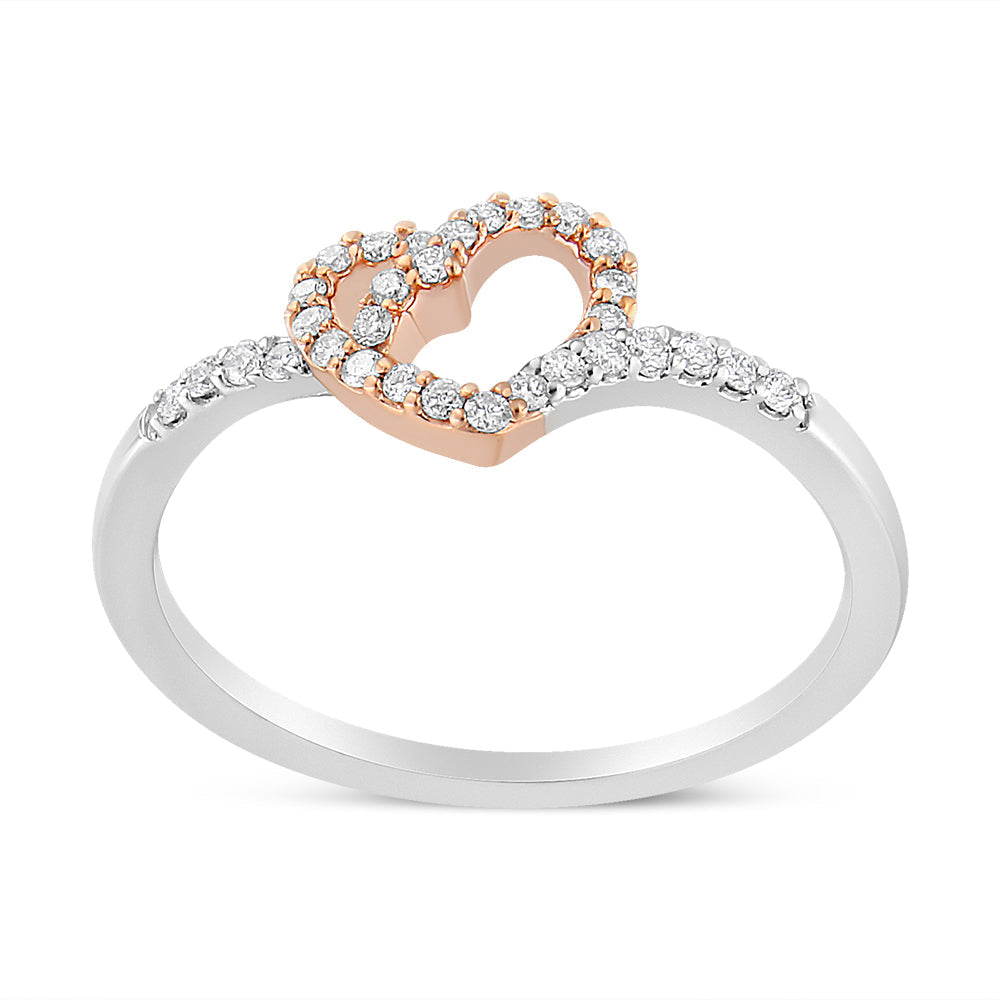 14K Rose Gold Plated and White .925 Sterling Silver 1/5 Cttw Round-Cut Diamond Open Heart Promise Ring (I-J Color, I2-I3 Clarity) by Haus of Brilliance