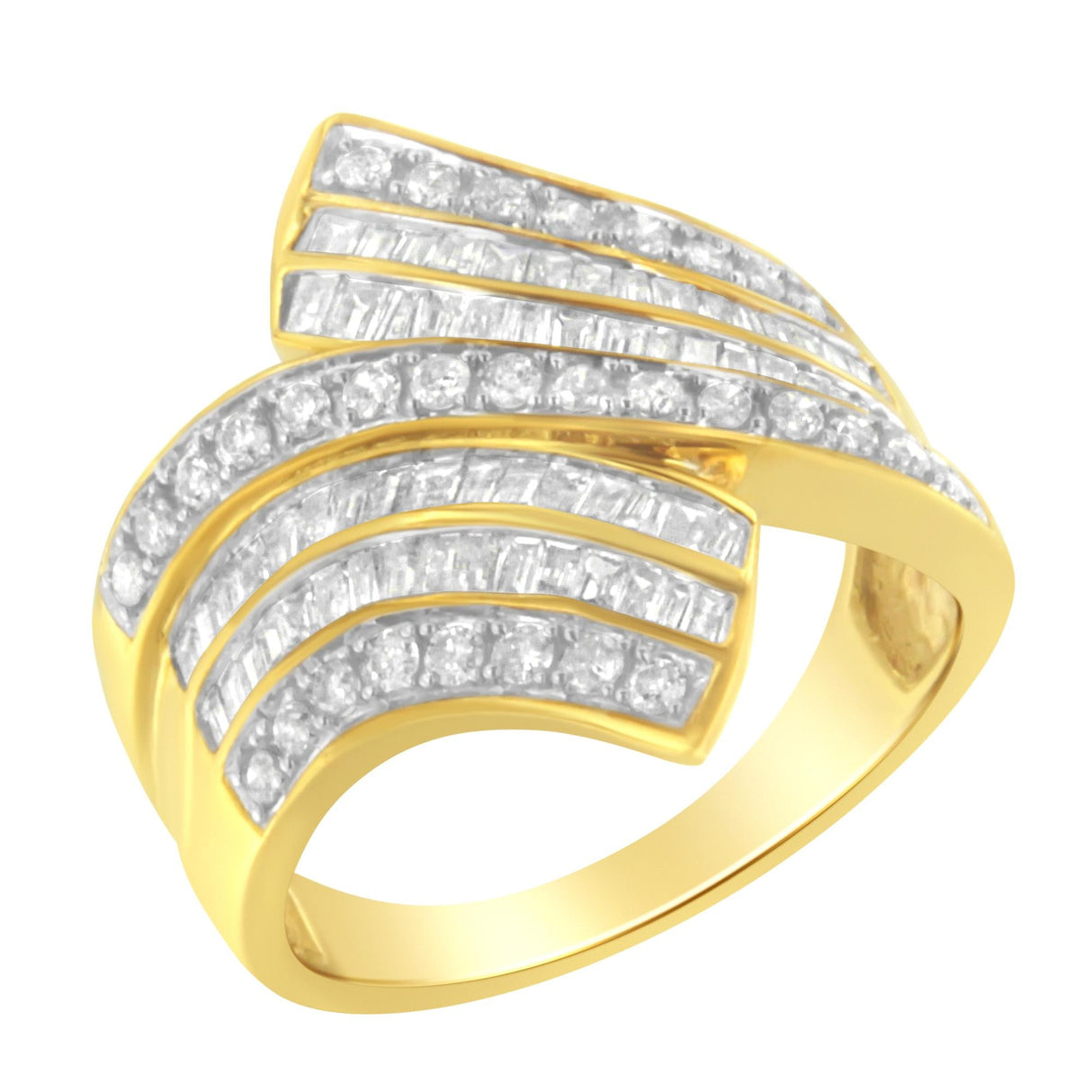 10K Yellow Gold Diamond Bypass Ring (1 1/7 Cttw, I-J Color, I1-I2 Clarity) by Haus of Brilliance