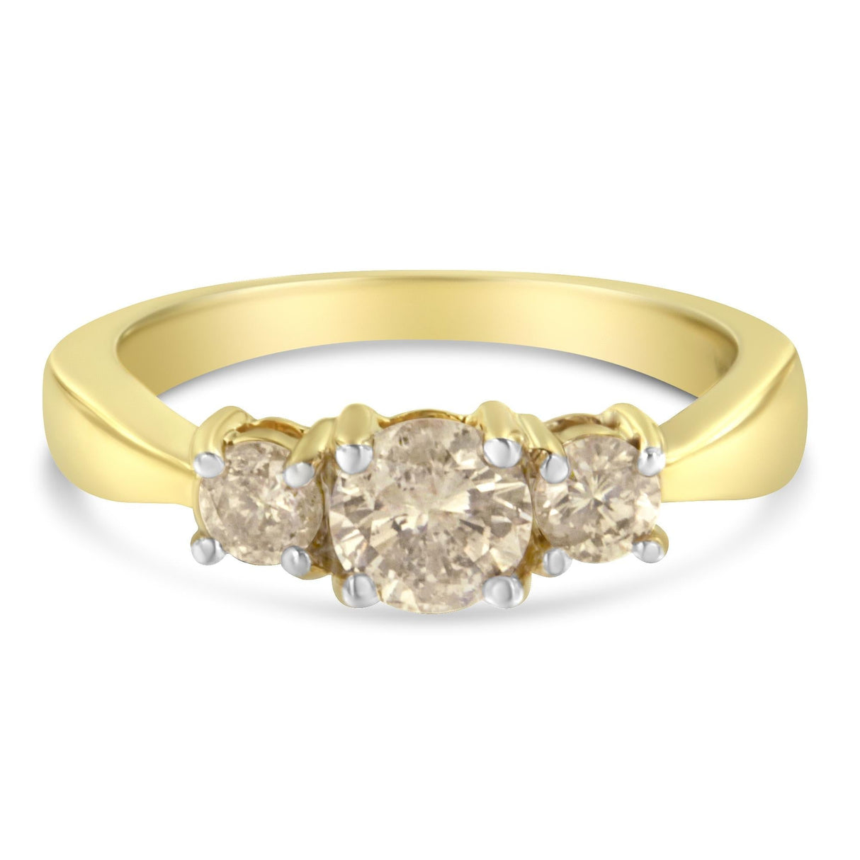 10K Yellow Gold Three Stone Diamond Band Ring (1.00 cttw, J-K Color, I2-I3 Clarity) by Haus of Brilliance