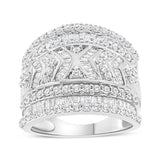 .925 Sterling Silver 2.0 Cttw Diamond Edge Multi-Row Ring Band ( J-K Color, I3 Clarity) by Haus of Brilliance