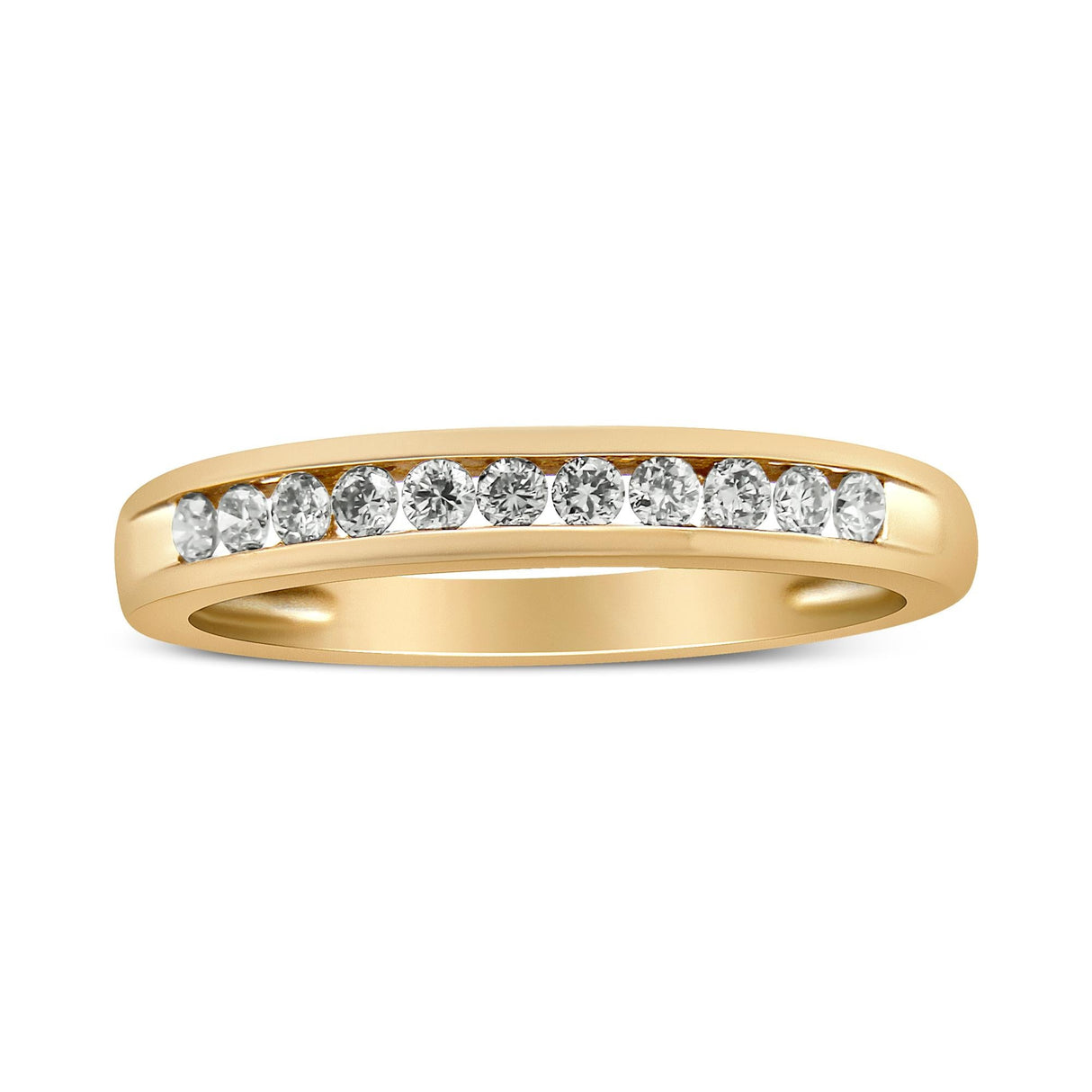 10K Yellow Gold Plated .925 Sterling Silver 1/4 Cttw Channel Set Round Diamond 11 Stone Wedding Band Ring (K-L Color, I1-I2 Clarity) by Infinite Jewels