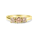 10K Yellow Gold 1.00 Cttw Champagne Diamond 3-Stone Band Ring (J-K Color, I1-I2 Clarity) by Haus of Brilliance