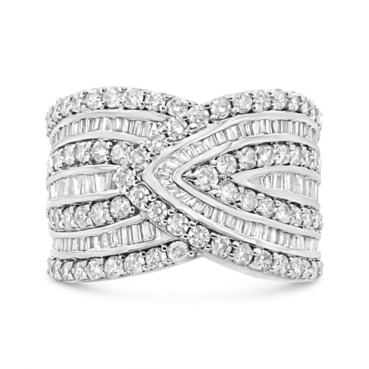 .925 Sterling Silver 2 3/8 Cttw Diamond Multi Row Overlay Band Ring ( J-K Color, I3 Clarity) by Haus of Brilliance