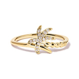 10K Yellow Gold 1/10 Cttw Diamond  Palm Tree Statement Ring (H-I Color, I1-I2 Clarity) by Haus of Brilliance