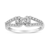 10K White Gold 1/2 Cttw Round Cut Diamond Three Stone Split Shank Band Ring (H-I Color, SI1-SI2 Clarity) by Haus of Brilliance