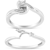 .925 Sterling Silver 1/10 Cttw Diamond Swirl and Bypass Bridal Set Ring and Band (I-J Color, I3 Clarity) by Infinite Jewels