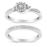 .925 Sterling Silver 1/4 Cttw Diamond Halo and Swirl Engagement Ring and Wedding Band Set (I-J Color, I3 Clarity) by Haus of Brilliance