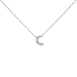 10K White Gold Diamond Accented Crescent Moon Shaped 18" Inch Pendant Necklace (H-I Color, I1-I2 Clarity) by Haus of Brilliance