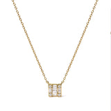 10K Yellow Gold 1/10 Cttw Round and Baguette Diamond Mosaic Composite Square 18" Inch Pendant Necklace (H-I Color, I1-I2 Clarity) by Haus of Brilliance