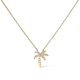 10K Yellow Gold 1/10 Cttw Round Diamond Palm Tree 18" Inch Pendant Necklace (H-I Color, I1-I2 Clarity) by Haus of Brilliance