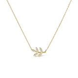 10K Yellow Gold 1/10 Cttw Diamond Leaf and Branch 18" Pendant Necklace (H-I Color, I1-I2 Clarity) by Haus of Brilliance