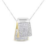 14K White and Yellow Gold 2.0 Cttw Princess Cut Diamond Two Tone Foldover Box Pendant 18” Box Chain Necklace (H-I Color, SI1-SI2 Clarity) by Haus of Brilliance