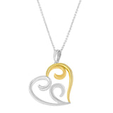 10K Yellow Gold Over .925 Sterling Silver Open Heart with Swirls 18" Box Chain Pendant Necklace by Haus of Brilliance