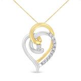 10K Yellow and White Gold Diamond Accent Open Double Heart Spiral Curl 18" Pendant Necklace (J-K Color, I2-I3 Clarity) by Haus of Brilliance