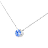 .925 Sterling Silver 1/10 Carat Blue Diamond Suspended Bezel-Set Solitaire 16"-18" Adjustable Pendant Necklace (Color Enhanced, I1-I2 Clarity) by Haus of Brilliance