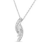 .925 Sterling Silver Diamond Accent Bypass Curve 18" Pendant Necklace (I-J Color, I3 Clarity) by Haus of Brilliance