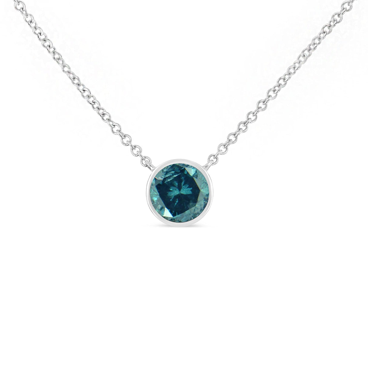 .925 Sterling Silver Bezel Set 3.5mm Created Gemstone Solitaire 18" Pendant Necklace by Haus of Brilliance