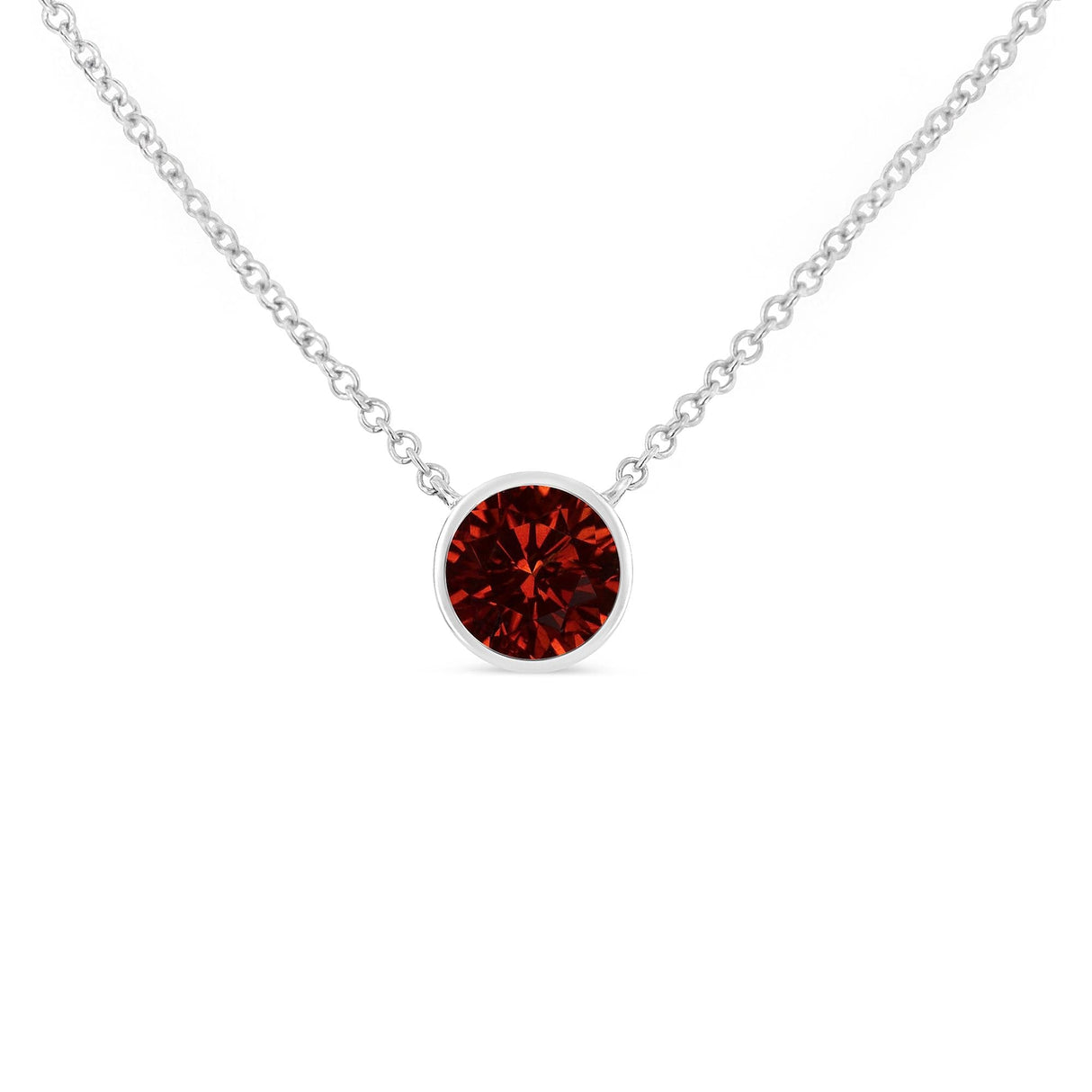 .925 Sterling Silver Bezel Set 3.5mm Created Gemstone Solitaire 18" Pendant Necklace by Haus of Brilliance