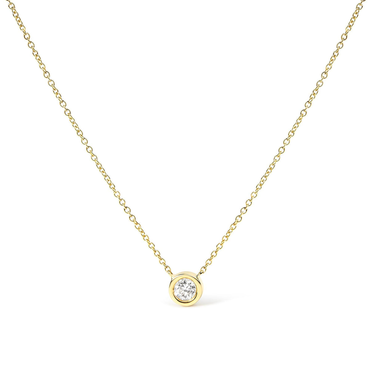 14K Gold Lab Grown Diamond Modern Bezel-Set Solitaire 16"-18" Pendant Necklace (F-G Color, VS2-SI1 Clarity) by Haus of Brilliance