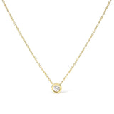 14K Gold Lab Grown Diamond Modern Bezel-Set Solitaire 16"-18" Pendant Necklace (F-G Color, VS2-SI1 Clarity) by Haus of Brilliance