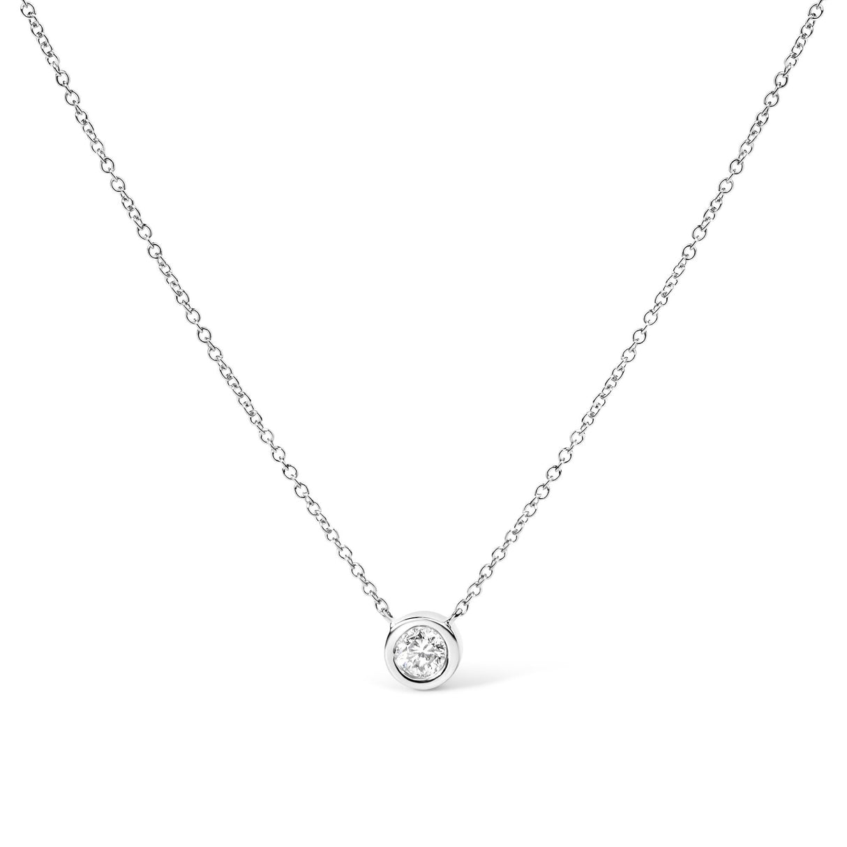 14K Gold Lab Grown Diamond Modern Bezel-Set Solitaire 16"-18" Pendant Necklace (F-G Color, VS2-SI1 Clarity) by Haus of Brilliance