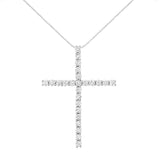 .925 Sterling Silver 3.0 Cttw Round Shape Diamond 1-1/2" Cross Pendant with Box Chain Necklace (J-K Color, I2-I3 Clarity) - 18" by Haus of Brilliance