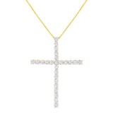 .925 Sterling Silver 3.0 Cttw Round Shape Diamond 1-1/2" Cross Pendant with Box Chain Necklace (J-K Color, I2-I3 Clarity) - 18" by Haus of Brilliance