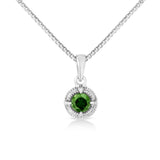 .925 Sterling Silver Treated Color Diamond Solitaire 18" Milgrain Pendant Necklace by Haus of Brilliance