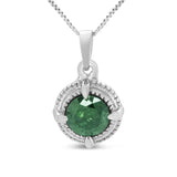 .925 Sterling Silver Treated Color Diamond Solitaire 18" Milgrain Pendant Necklace by Haus of Brilliance