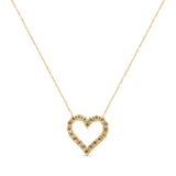 10K Yellow Gold Flashed .925 Sterling Silver 1/2 Cttw Champagne Diamond Miracle Plate Heart Pendant Necklace (K-L Color, I1-I2 Clarity) - 18" by Haus of Brilliance