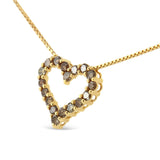 14K Yellow Gold Plated .925 Sterling Silver 1.0 Cttw Champagne Diamond Heart Pendant Necklace (K-L Color, I1-I2 Clarity) - 18" by Haus of Brilliance